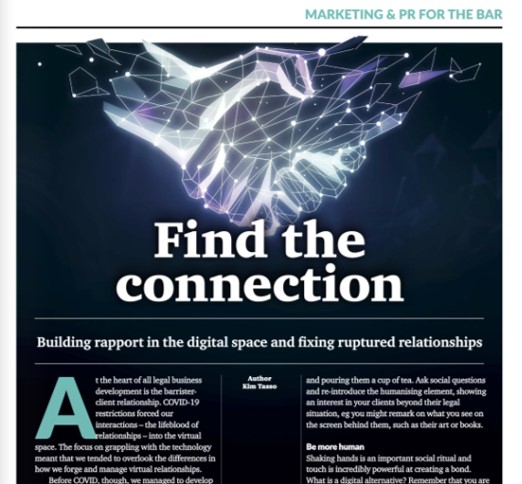 Counsel article - Building rapport in the digital space and fixing ruptured relationships for barristers
