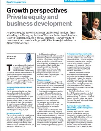 Growth perspectives: Private equity and business development Managing Partners Forum PM Magazine May 2026 Growth Conference