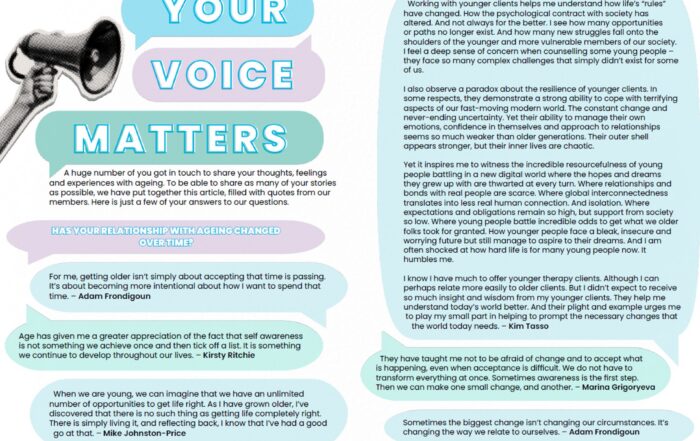 Ageing and therapy - do you choose an older or younger therapist? Therapy approaches to assist older people