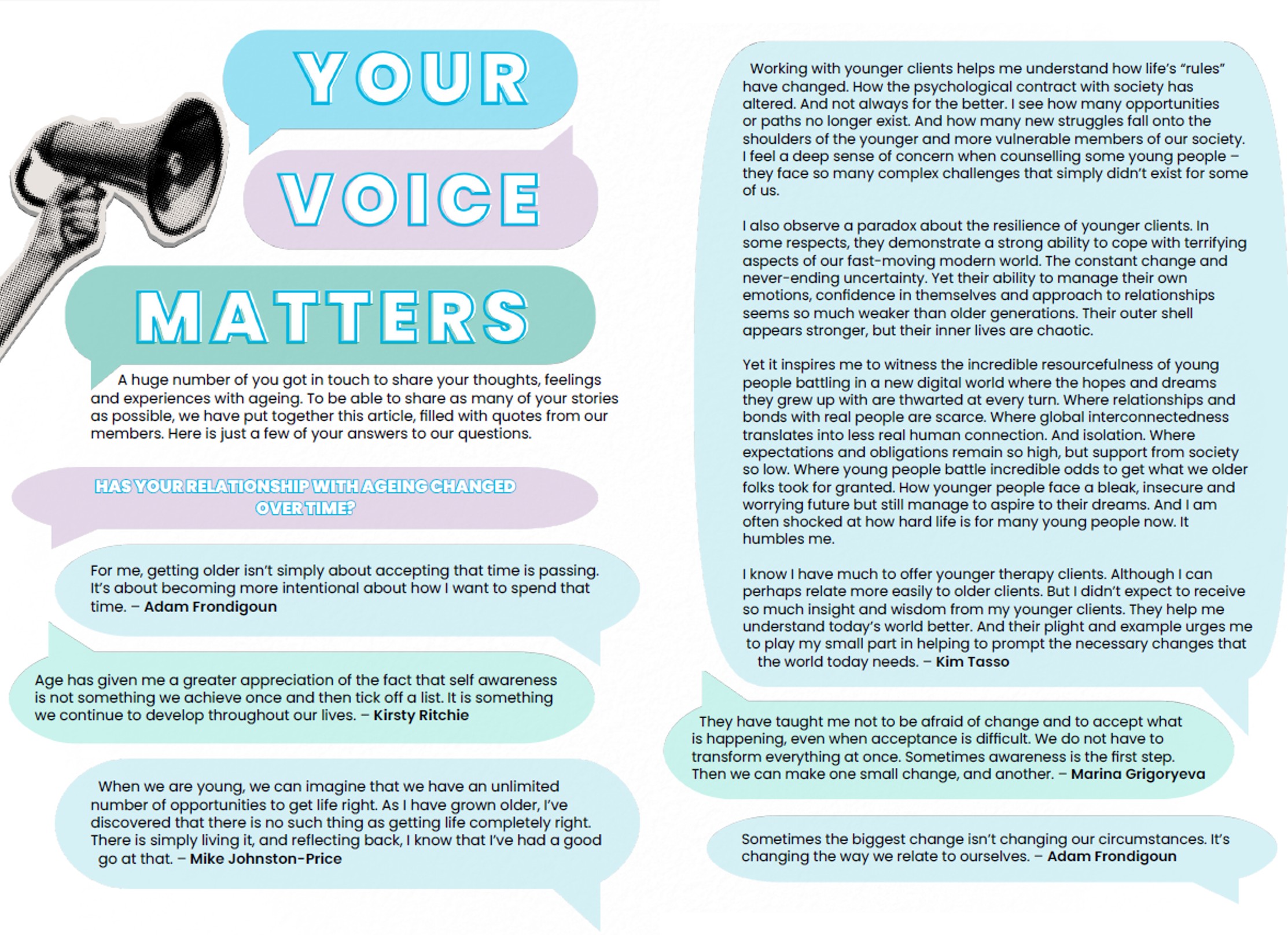 Ageing and therapy - do you choose an older or younger therapist? Therapy approaches to assist older people